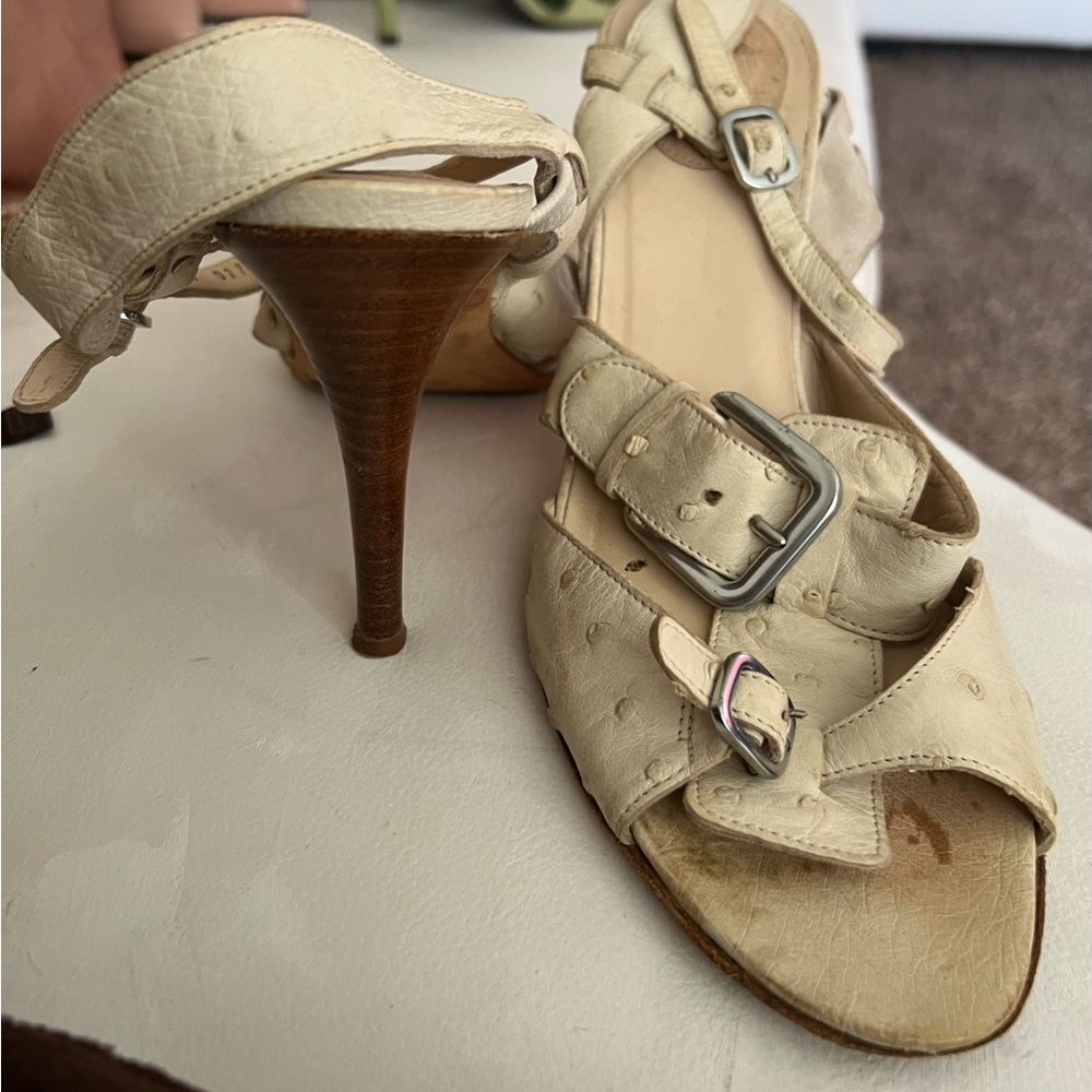 Cole Haan Cream Ostrich Heels with Elegant Design